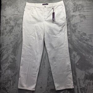 Gloria Vanderbilt Amanda Jeans Womens 18W White Denim High Rise Tapered Stretch